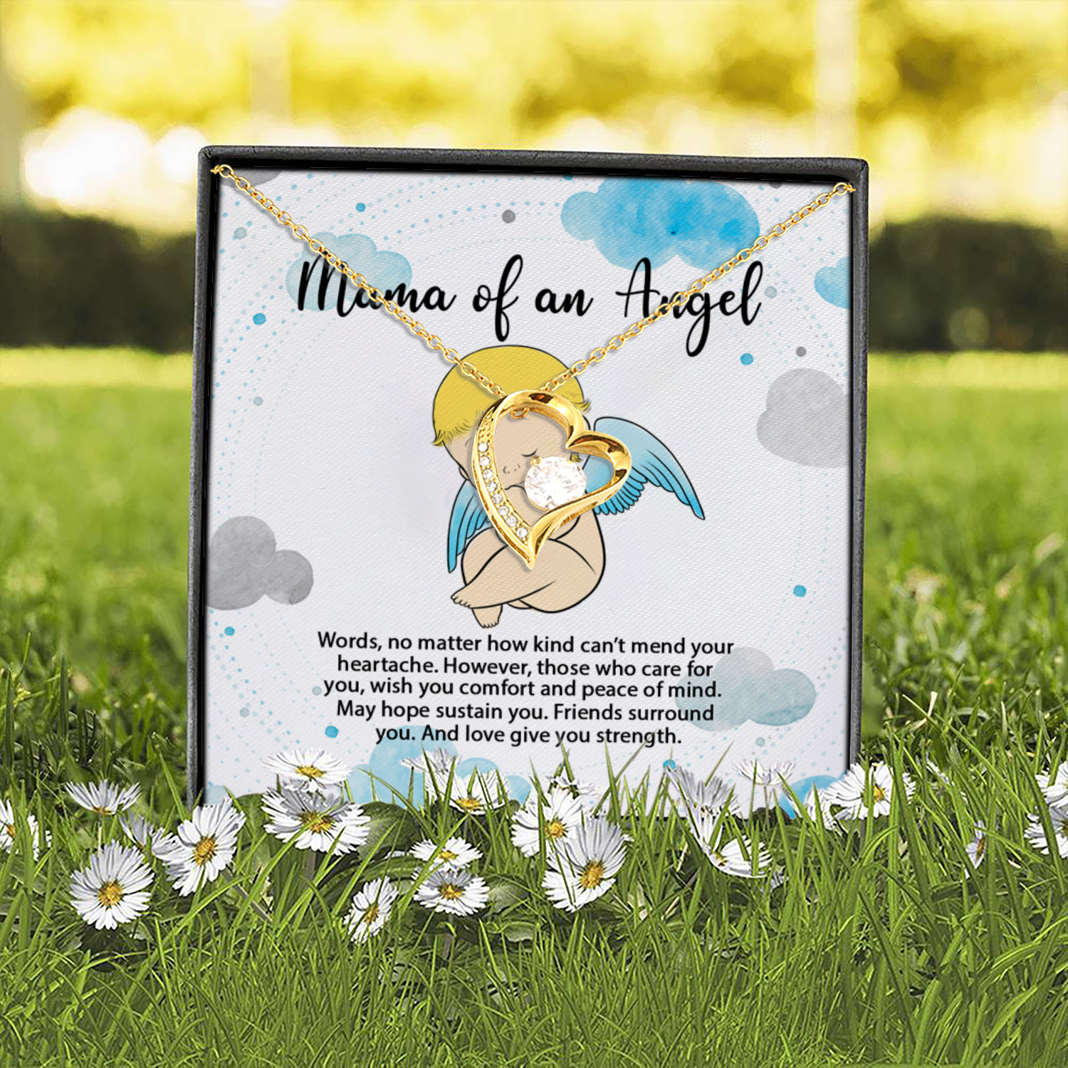 5UT. Mom Baby Angel(5) Forever Love Necklace (Gold) 2