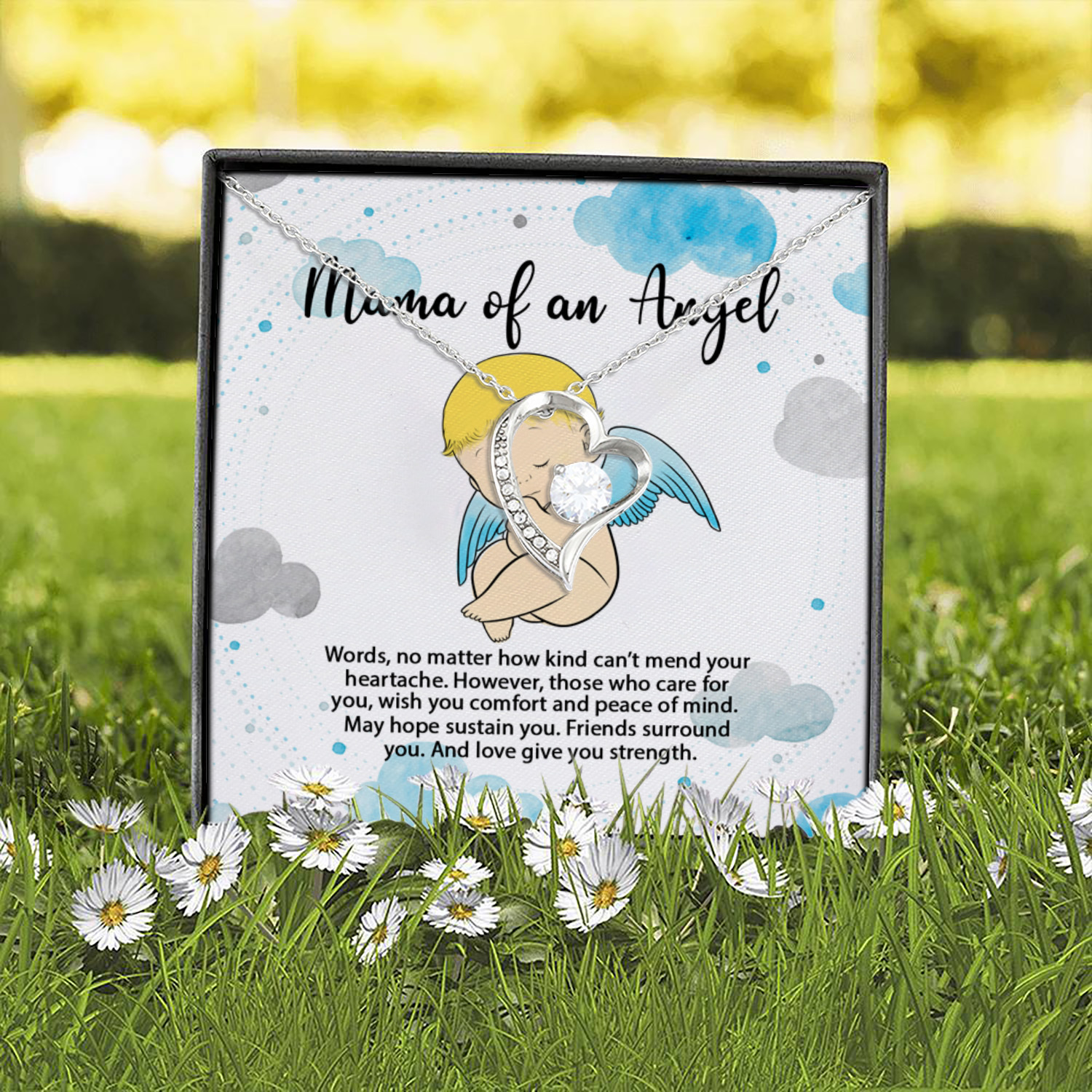 5UT. Mom Baby Angel(5) Forever Love Necklace (Silver) 2