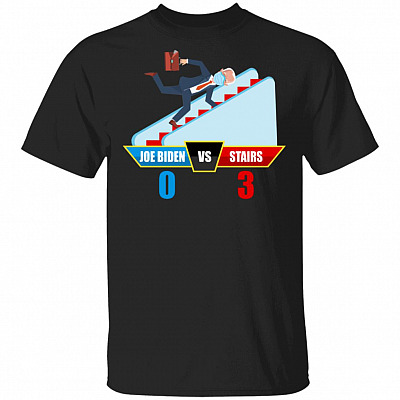 Biden 0 Stairs 3 T-Shirt, Black, Unisex T-Shirt
