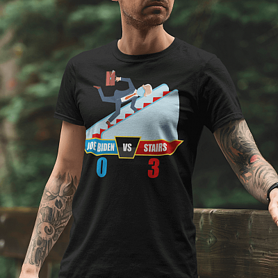 Alternative view of Biden 0 Stairs 3 T-Shirt - Funny Biden Stairs Shirt