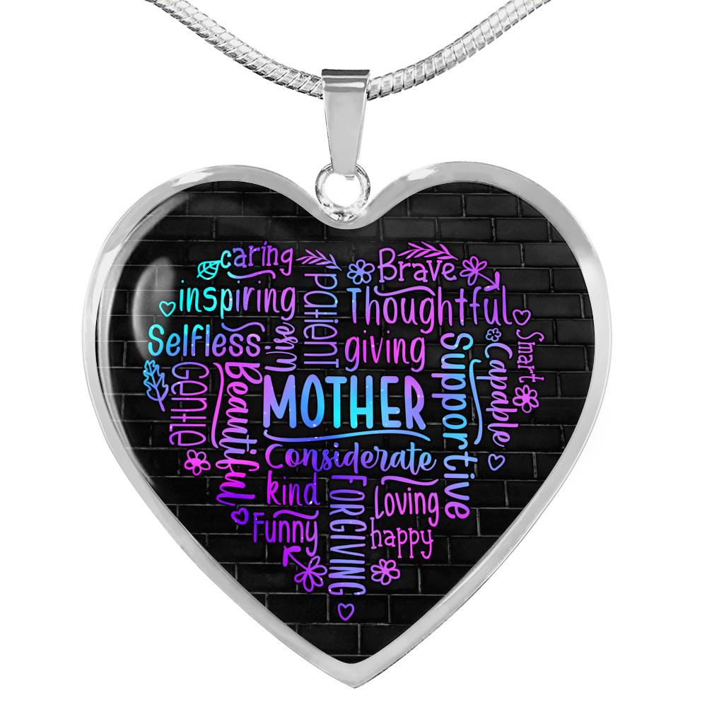 Loving Mother Heart Pendant Necklace - Heart Luxury Necklace (Silver)