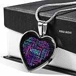 Loving Mother Heart Pendant Necklace - Heart Luxury Necklace (Silver)