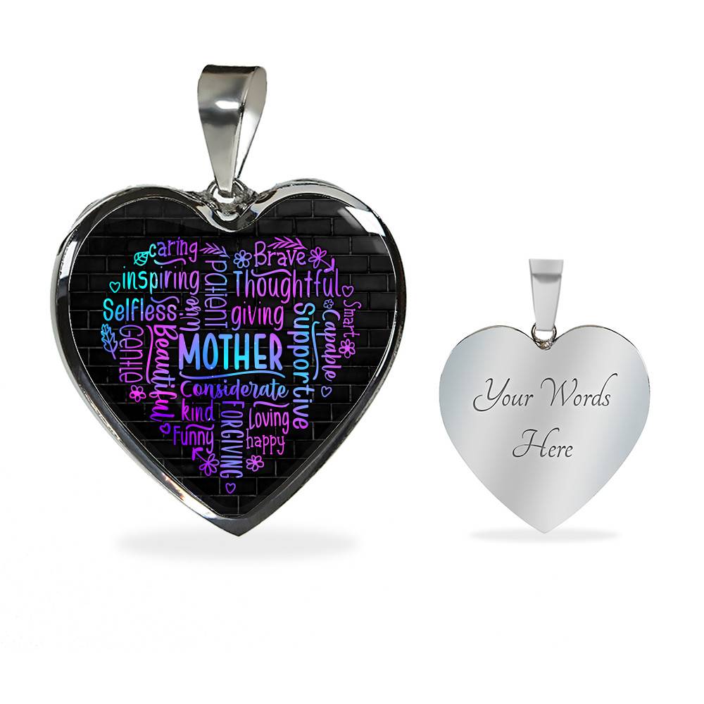 Loving Mother Heart Pendant Necklace - Heart Luxury Necklace (Silver)