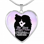 The Love Between Mother And Daughter Is Forever Heart Pendant Necklace - Heart Luxury Necklace (Silver) The Love Between Mother And Daughter Is Forever Heart Pendant Necklace - Heart Luxury Necklace (Silver)