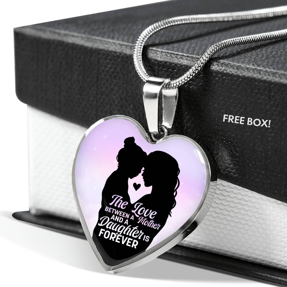 The Love Between Mother And Daughter Is Forever Heart Pendant Necklace - Heart Luxury Necklace (Silver) The Love Between Mother And Daughter Is Forever Heart Pendant Necklace - Heart Luxury Necklace (Silver)