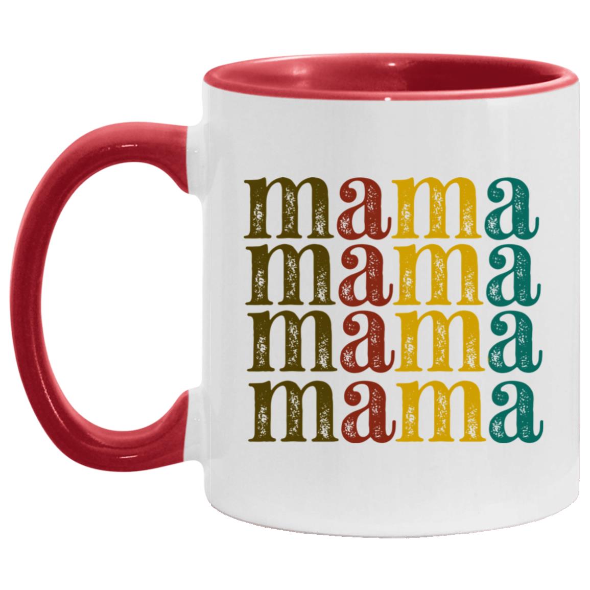 mama accent, White/Red, 11 oz. Accent Mug