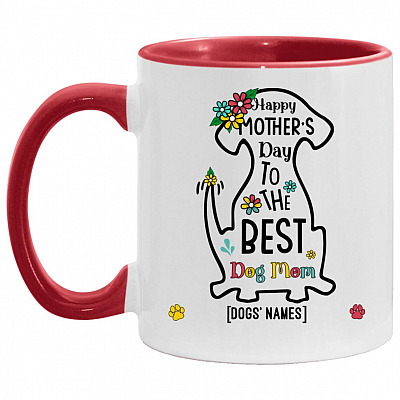 Personalized Happy Mother's Accent Mug, White/Red, 11 oz. Accent Mug