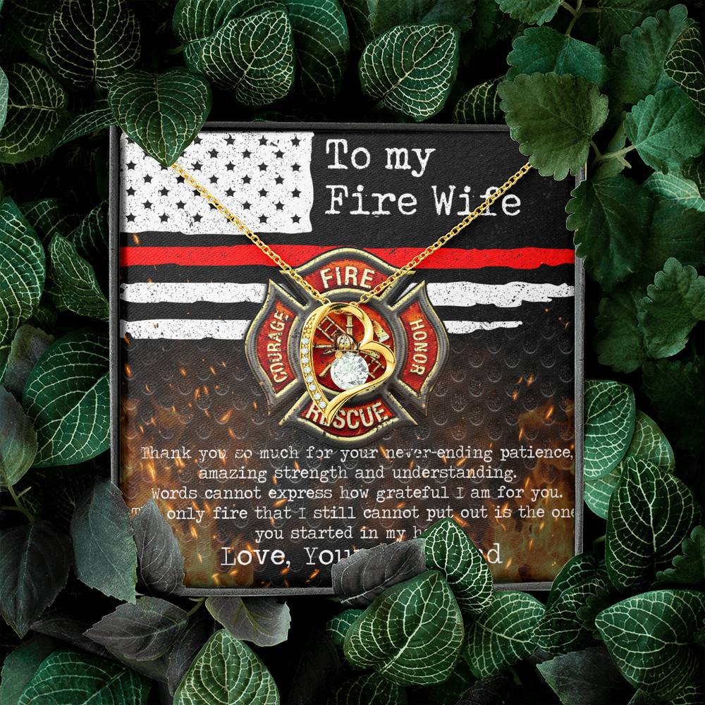 To My Fire Wife Thank You So Much For Your Never-Ending Patience Forever Love Pendant Necklace To My Fire Wife Thank You So Much For Your Never-Ending Patience Forever Love Pendant Necklace