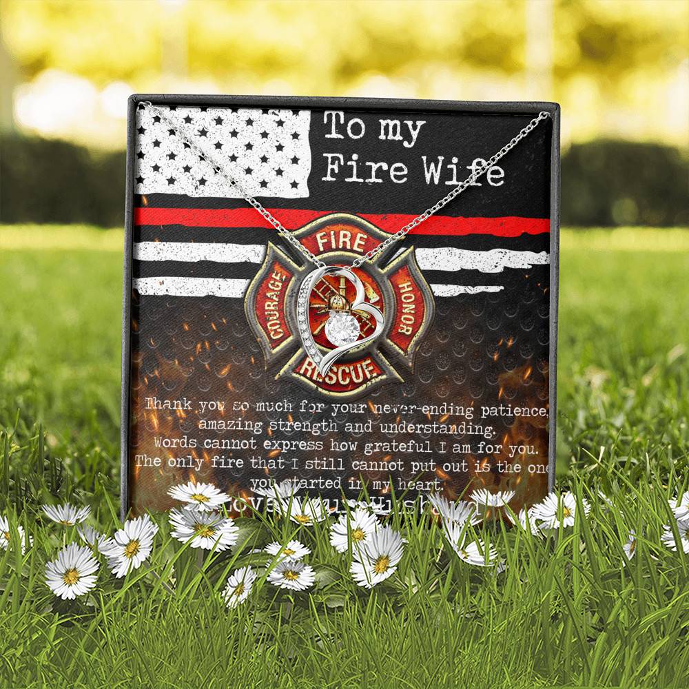 To My Fire Wife Thank You So Much For Your Never-Ending Patience Forever Love Pendant Necklace To My Fire Wife Thank You So Much For Your Never-Ending Patience Forever Love Pendant Necklace