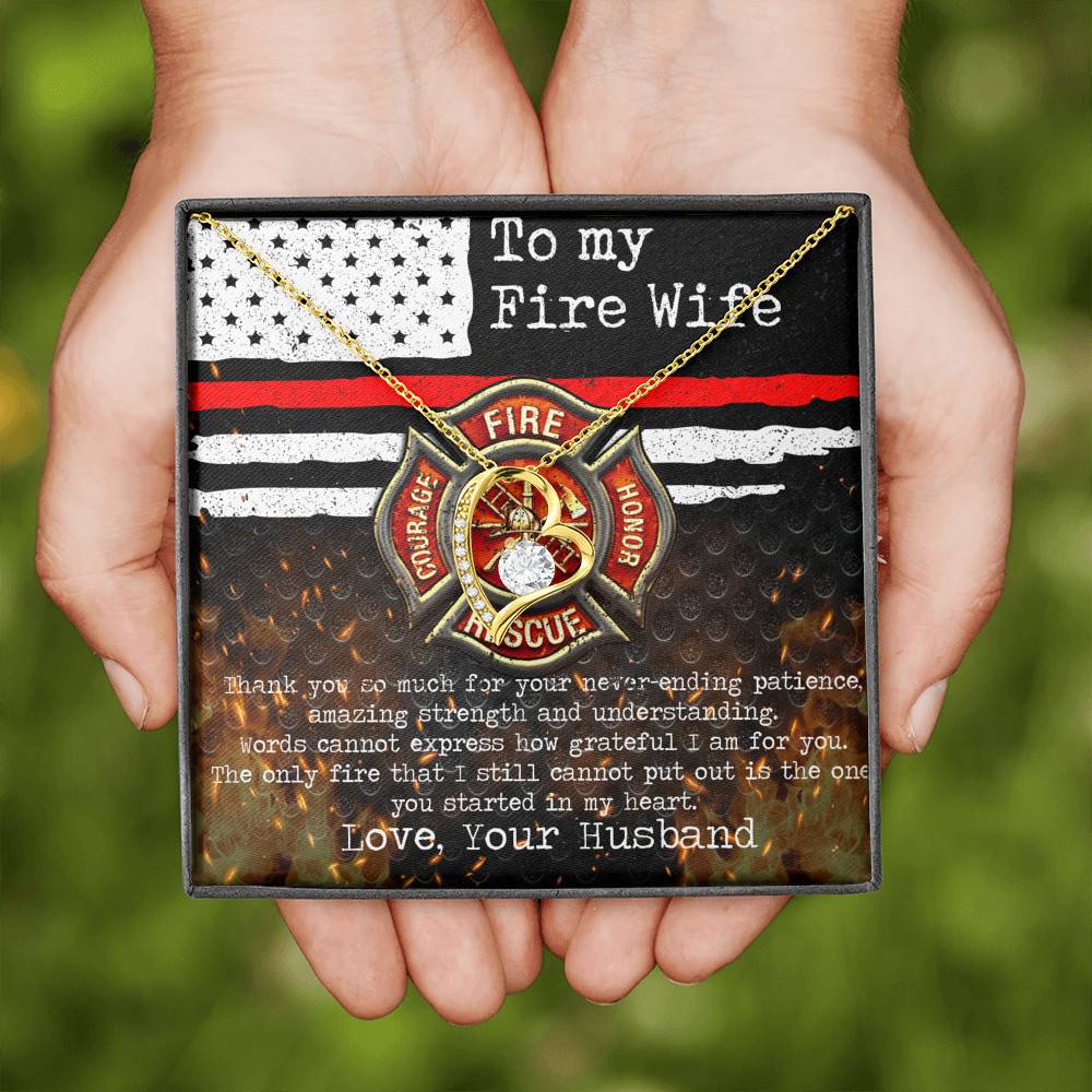 To My Fire Wife Thank You So Much For Your Never-Ending Patience Forever Love Pendant Necklace To My Fire Wife Thank You So Much For Your Never-Ending Patience Forever Love Pendant Necklace