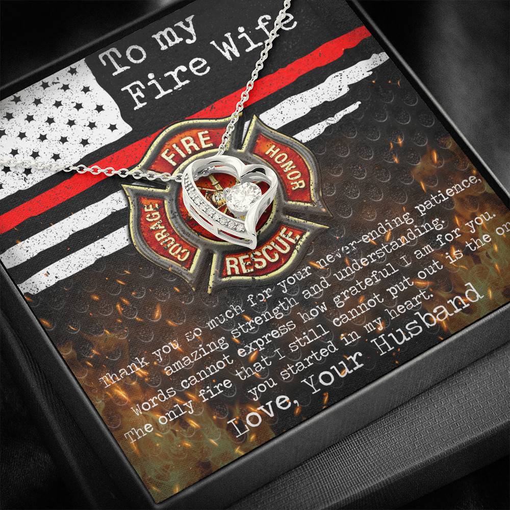 To My Fire Wife Thank You So Much For Your Never-Ending Patience Forever Love Pendant Necklace To My Fire Wife Thank You So Much For Your Never-Ending Patience Forever Love Pendant Necklace