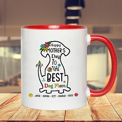 Alternative view of Personalized Happy Mother's Day To The Best Dog Mom Accent Coffee Mug