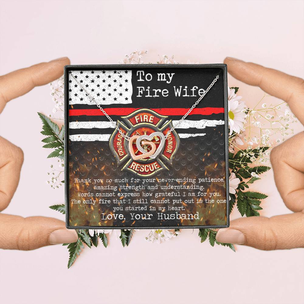 To My Fire Wife Thank You So Much For Your Never-Ending Patience Interlocking Hearts Pendant Necklace To My Fire Wife Thank You So Much For Your Never-Ending Patience Interlocking Hearts Pendant Necklace