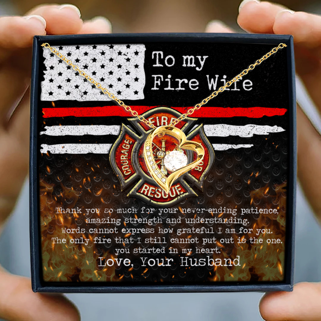 69 HG uu tien. To My Wife Fire Fighter (4) Forever Love Necklace (Gold) 3