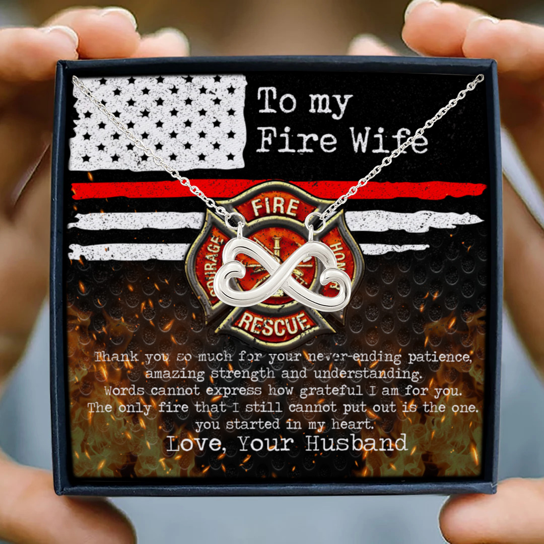 69 HG uu tien. To My Wife Fire Fighter (4) Infinity Heart Necklace (Silver) 3