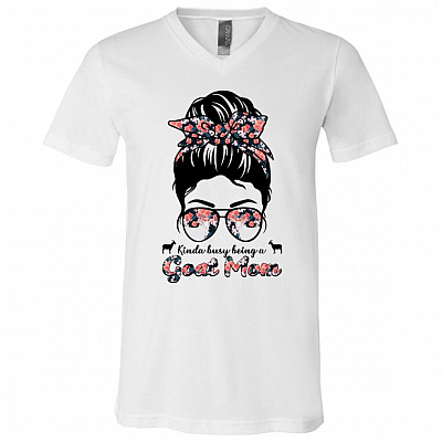 Kinda Busy Being a Goat Shirt, White, V-Neck T-Shirt