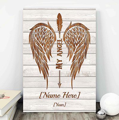 Personalized My Angel Wings Framed Canvas - Unframed Poster - Memorial Gift Home Decor Wall Art