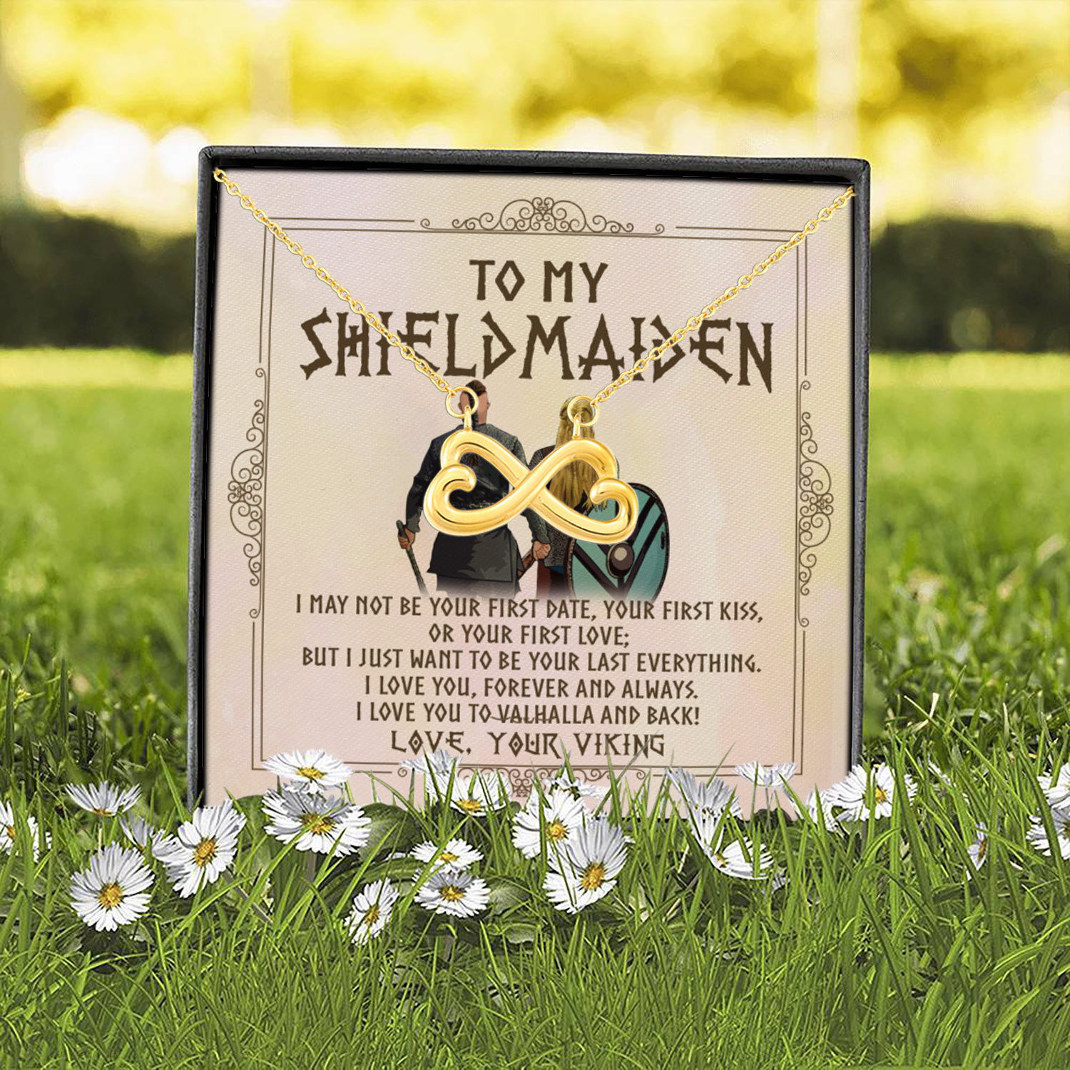 7UT. To My Shieldmaiden Infinity Heart Necklace (Gold) 2