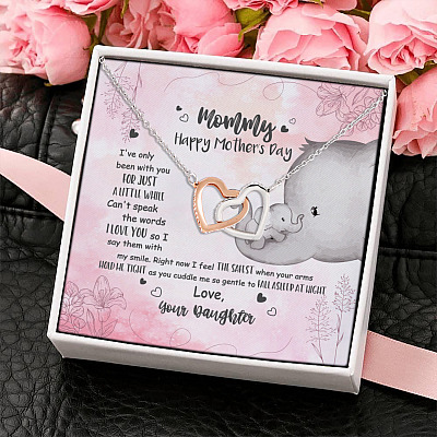 Mommy Happy Mother's Day I've Only Been With You A Little While Joined Interlocking Hearts Necklace