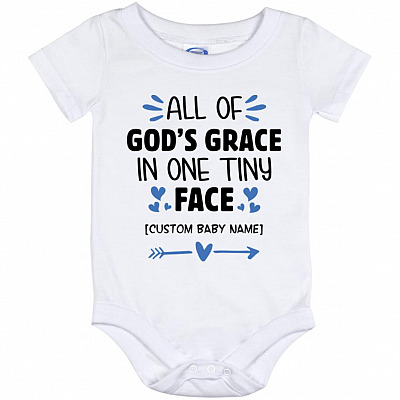 Personalized All of God's Grace, White, Baby Onesie - 12 Month