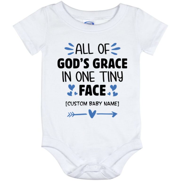 Personalized All of God's Grace, White, Baby Onesie - 12 Month