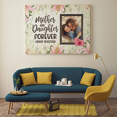 Alternative view of Personalized Photo Mother and Daughter Forever Linked Together Wrapped Framed Canvas Prints - Unframed Poster