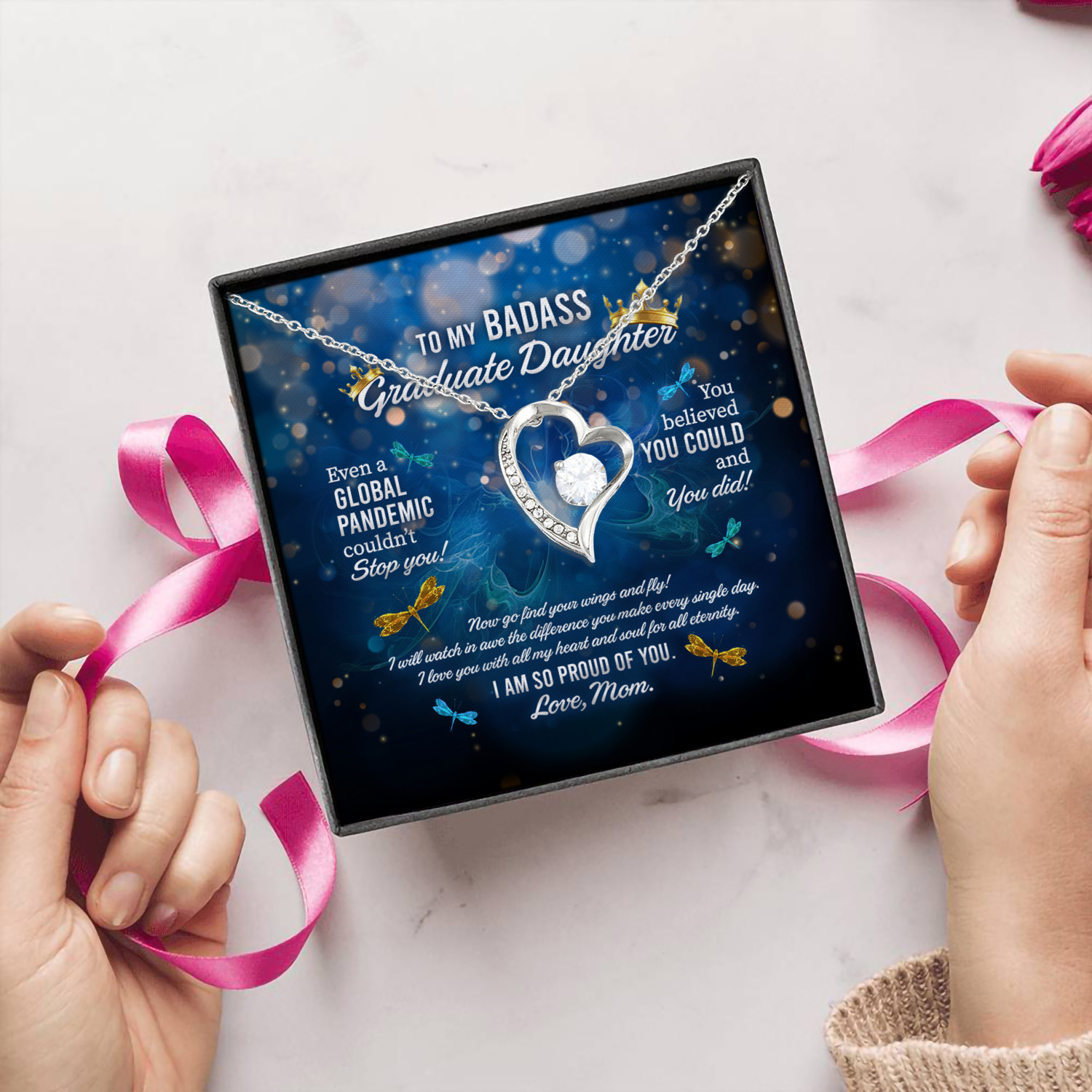 6LV. Badass Graduate Daughter (6) Forever Love Necklace (Silver) 5