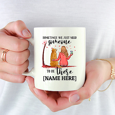 Alternative view of Personalized Gift for Dog Lover Ceramic Coffee Mug - Golden Retriever Need Someone to Be There Travel Bottle