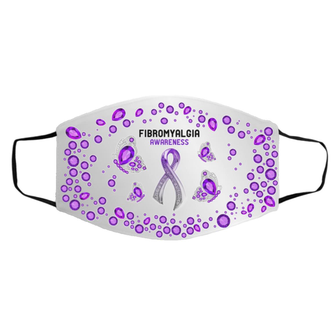 Fibromyalgia Awareness PuFace Mask, White, Cloth Face Cover – Medium/Large Fibromyalgia Awareness PuFace Mask, White, Cloth Face Cover – Medium/Large