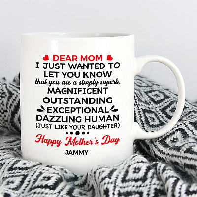 Alternative view of Personalized Dear Mom You're Dazzling Human Coffee Mug - Beer Stein - Water Bottle - Color Changing Mug