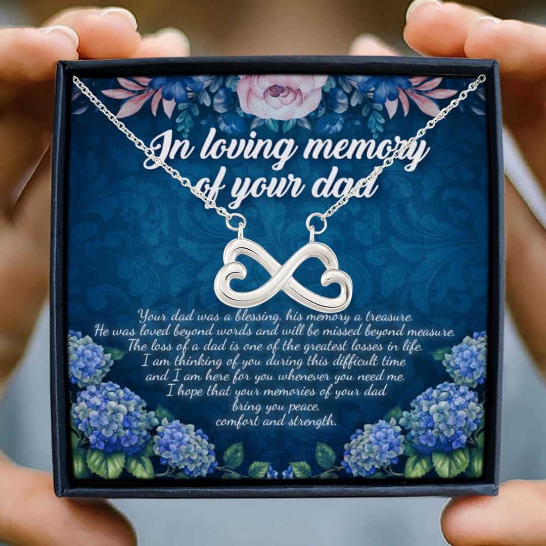80 HG. In Loving Memory Dad. Infinity Heart Necklace (Silver) 3