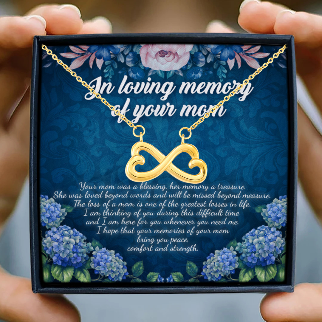 80 HG. In Loving Memory Mom Infinity Heart Necklace (Gold) 3