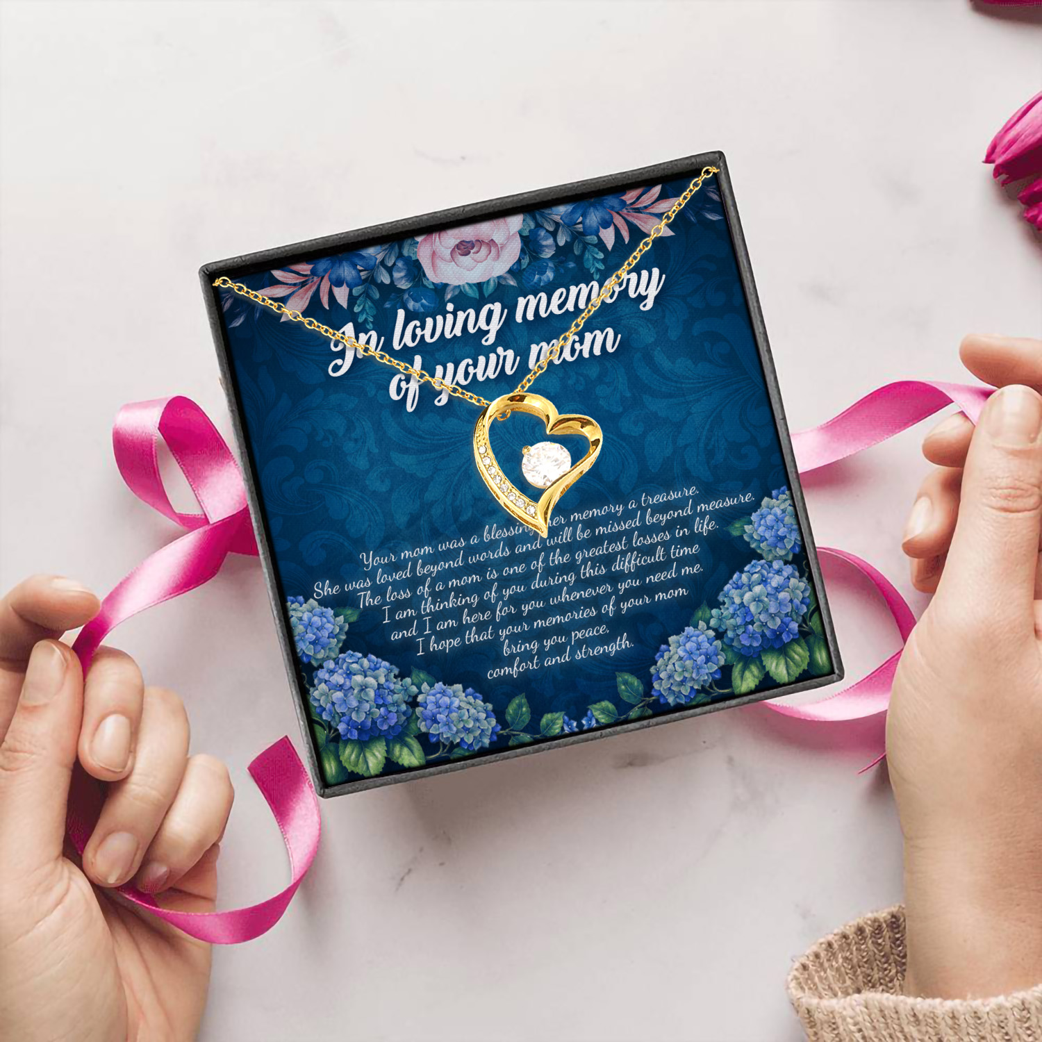 80 HG. In Loving Memory Mom Forever Love Necklace (Gold) 5