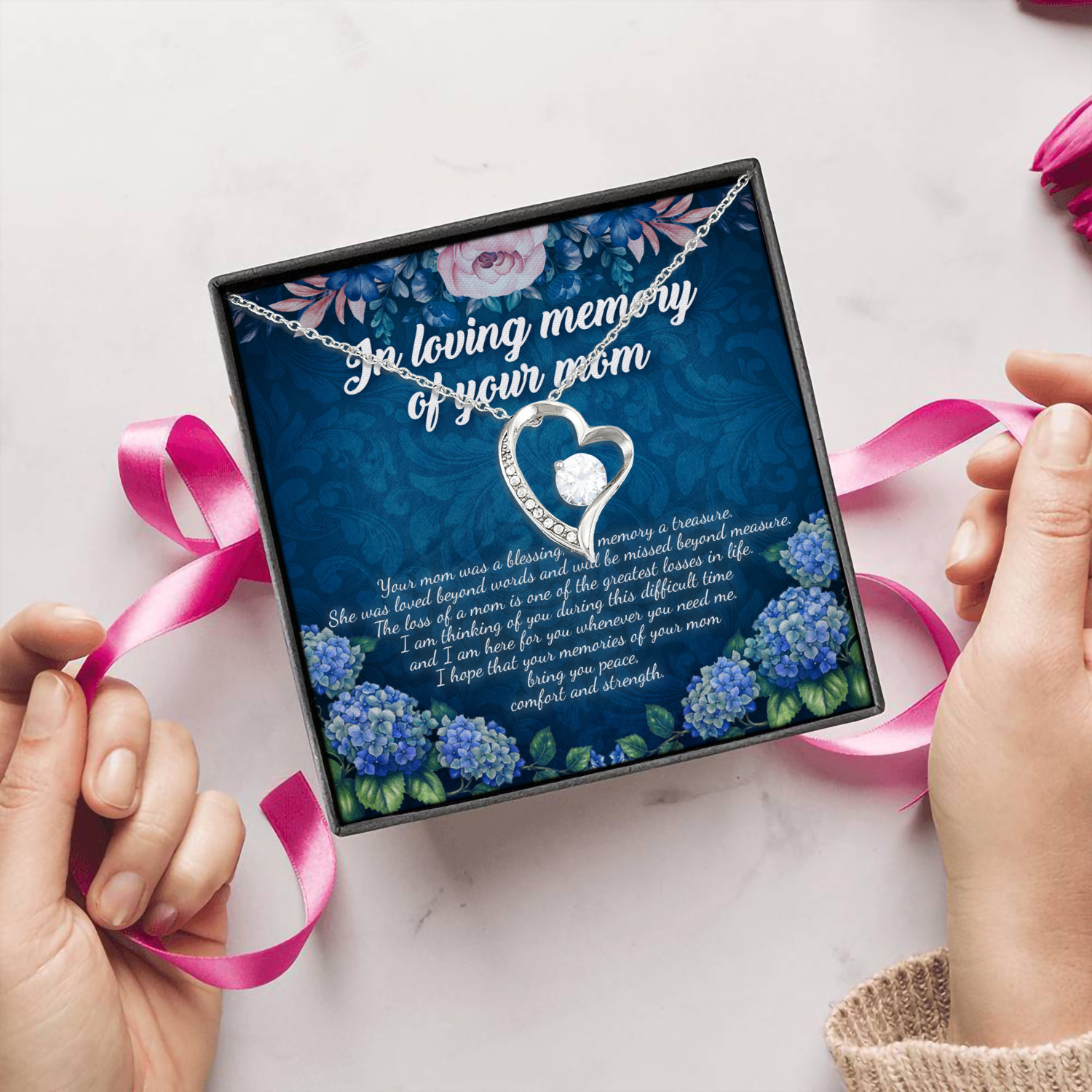 80 HG. In Loving Memory Mom Forever Love Necklace (Silver) 5