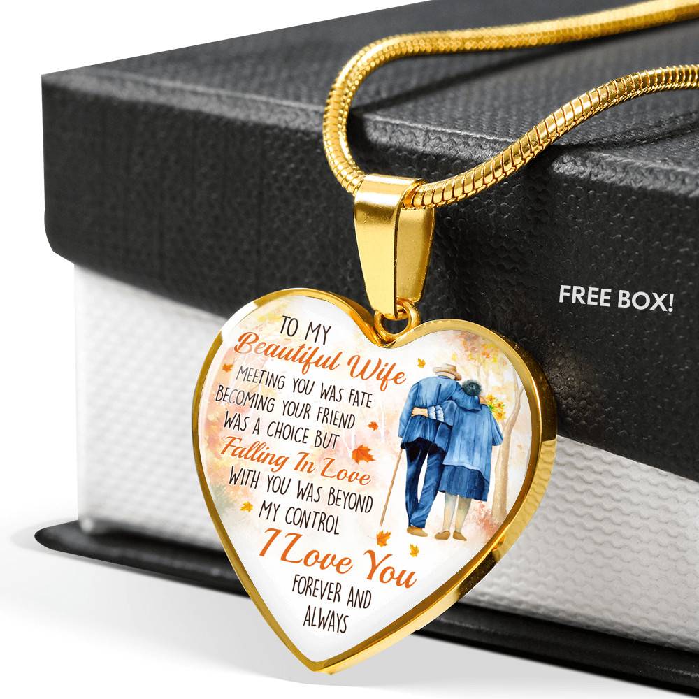 To My Beautiful Wife Meeting You Was Fate Becoming Your Friend Was a Choice Old Couple Heart Pendant Necklace To My Beautiful Wife Meeting You Was Fate Becoming Your Friend Was a Choice Old Couple Heart Pendant Necklace