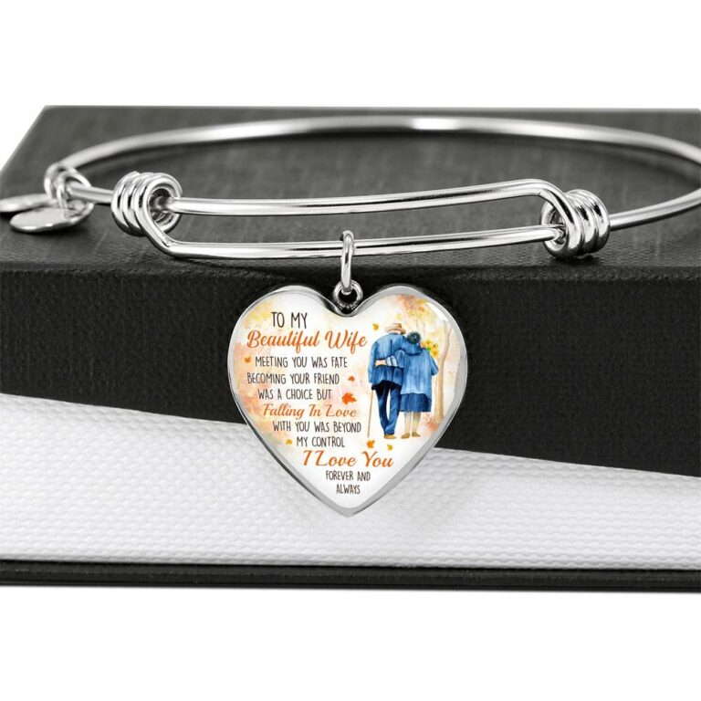 To My Beautiful Wife Meeting You Was Fate Becoming Your Friend Was a Choice Old Couple Heart Pendant Necklace