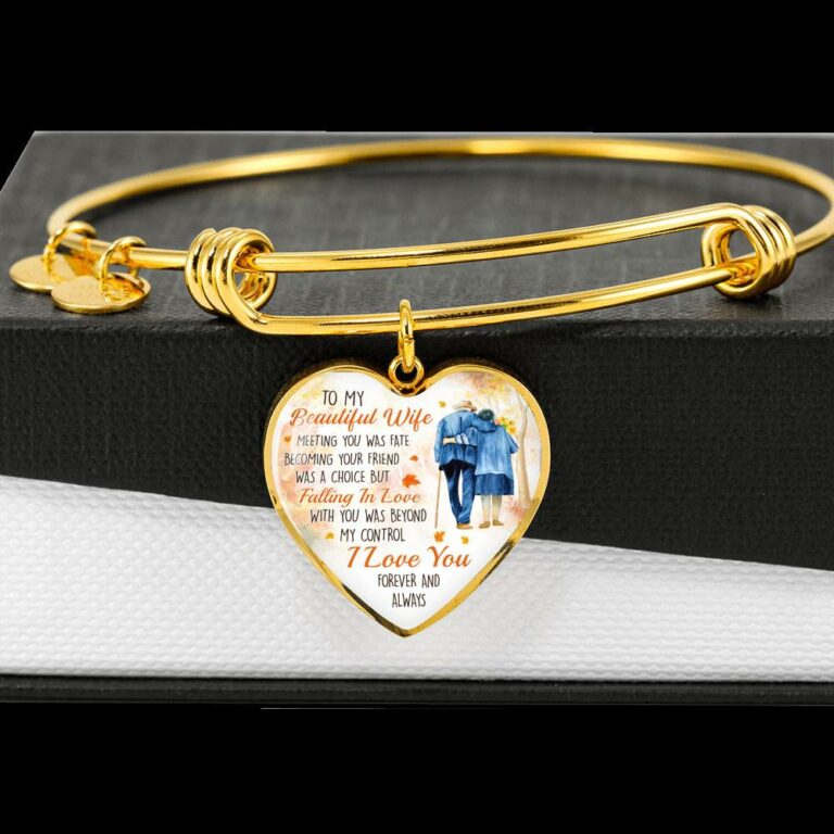To My Beautiful Wife Meeting You Was Fate Becoming Your Friend Was a Choice Old Couple Heart Pendant Necklace