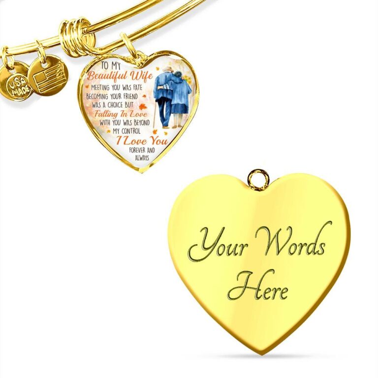 To My Beautiful Wife Meeting You Was Fate Becoming Your Friend Was a Choice Old Couple Heart Pendant Necklace