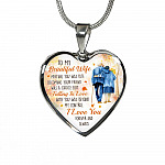 To My Beautiful Wife Meeting You Was Fate Becoming Your Friend Was a Choice Old Couple Heart Pendant Necklace