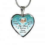 Personalized Photo Your Wings Were Ready But My Heart Was Not Memorial Luxury Heart Pendant Necklace - Heart Luxury Necklace (Silver)