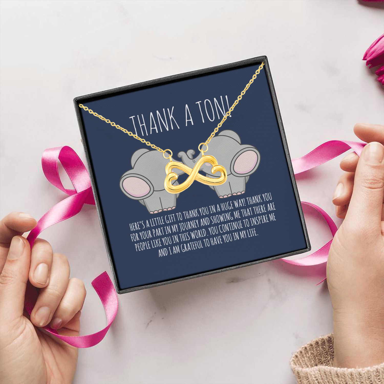 4UT. Thanks A Ton Infinity Heart Necklace (Gold) 5