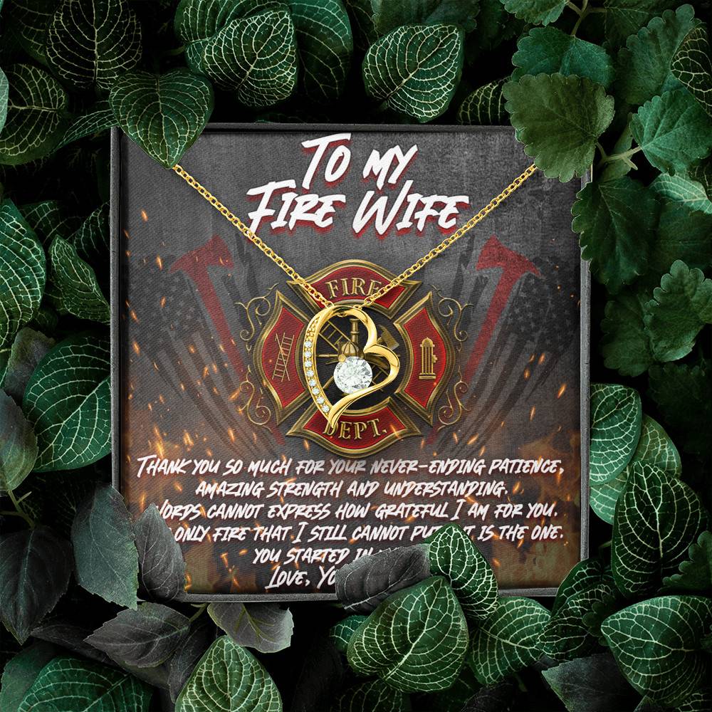 To My Fire Wife Thank You So Much for Your Never-Ending Patience Amazing Strength Forever Love Pendant Necklace To My Fire Wife Thank You So Much for Your Never-Ending Patience Amazing Strength Forever Love Pendant Necklace