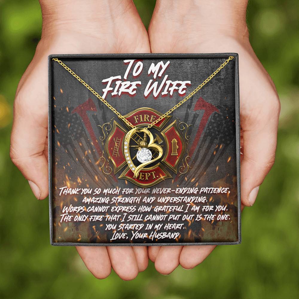 To My Fire Wife Thank You So Much for Your Never-Ending Patience Amazing Strength Forever Love Pendant Necklace To My Fire Wife Thank You So Much for Your Never-Ending Patience Amazing Strength Forever Love Pendant Necklace
