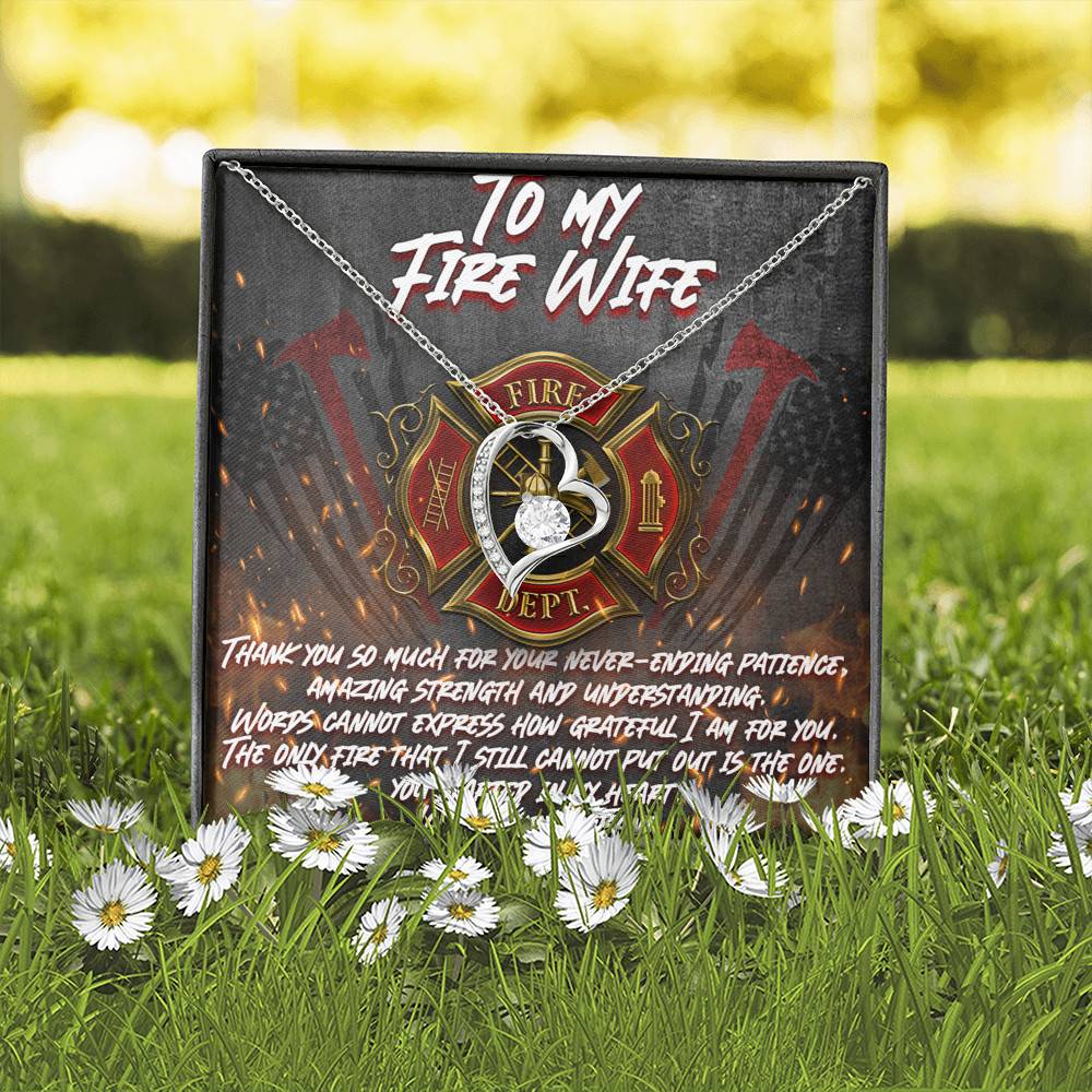 To My Fire Wife Thank You So Much for Your Never-Ending Patience Amazing Strength Forever Love Pendant Necklace To My Fire Wife Thank You So Much for Your Never-Ending Patience Amazing Strength Forever Love Pendant Necklace