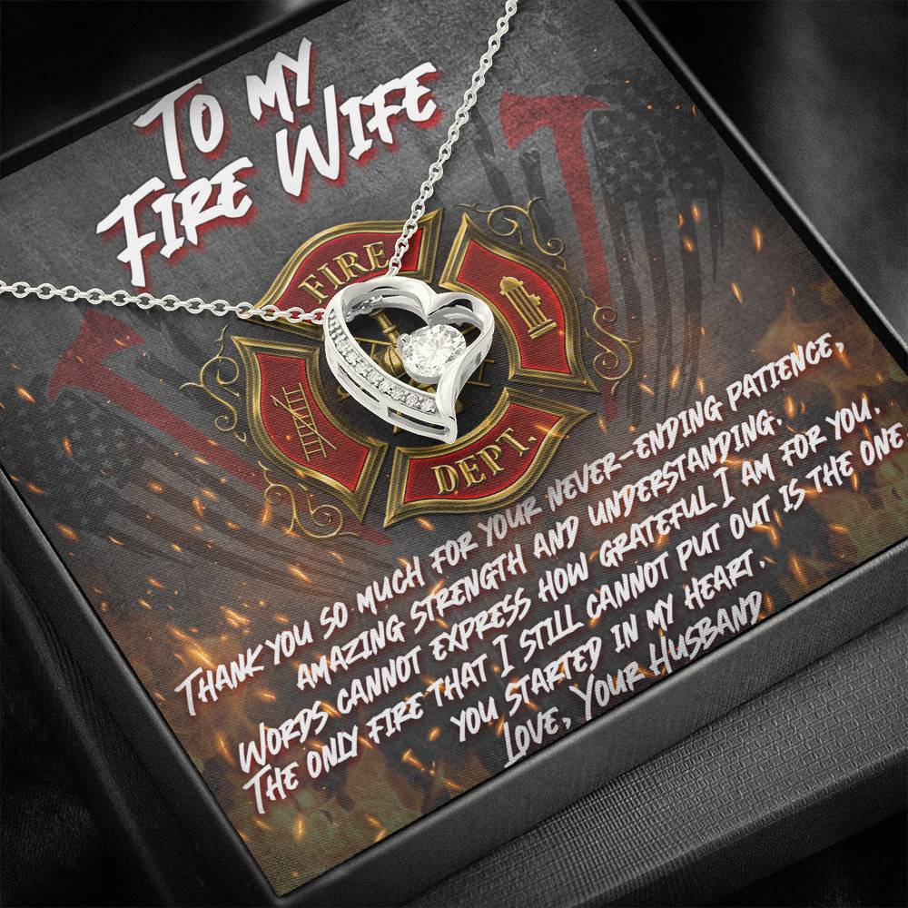 To My Fire Wife Thank You So Much for Your Never-Ending Patience Amazing Strength Forever Love Pendant Necklace To My Fire Wife Thank You So Much for Your Never-Ending Patience Amazing Strength Forever Love Pendant Necklace