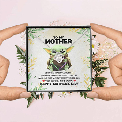 Baby Yoda To My Mother Yoda Best Mom In The Galaxy Happy Mother's Day Love Knot Pendant Necklace