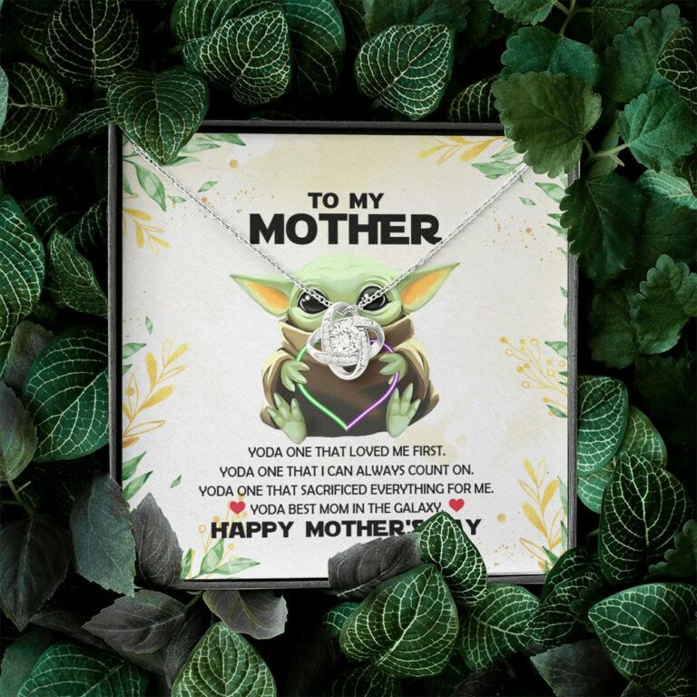 Baby Yoda To My Mother Yoda Best Mom In The Galaxy Happy Mother's Day Love Knot Pendant Necklace