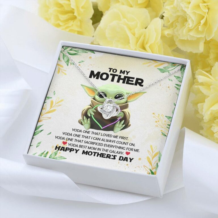 Baby Yoda To My Mother Yoda Best Mom In The Galaxy Happy Mother's Day Love Knot Pendant Necklace