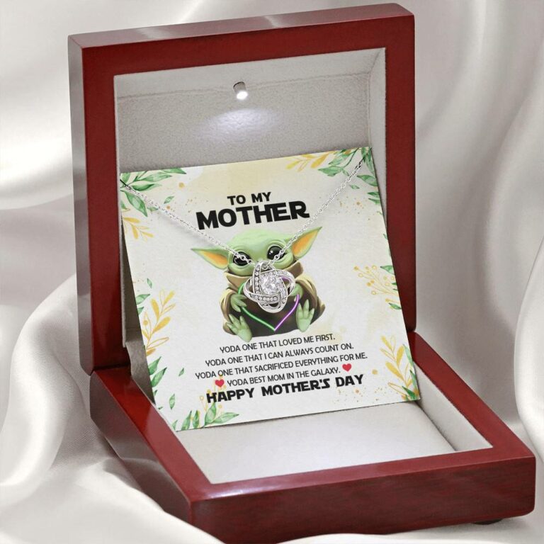 Baby Yoda To My Mother Yoda Best Mom In The Galaxy Happy Mother's Day Love Knot Pendant Necklace