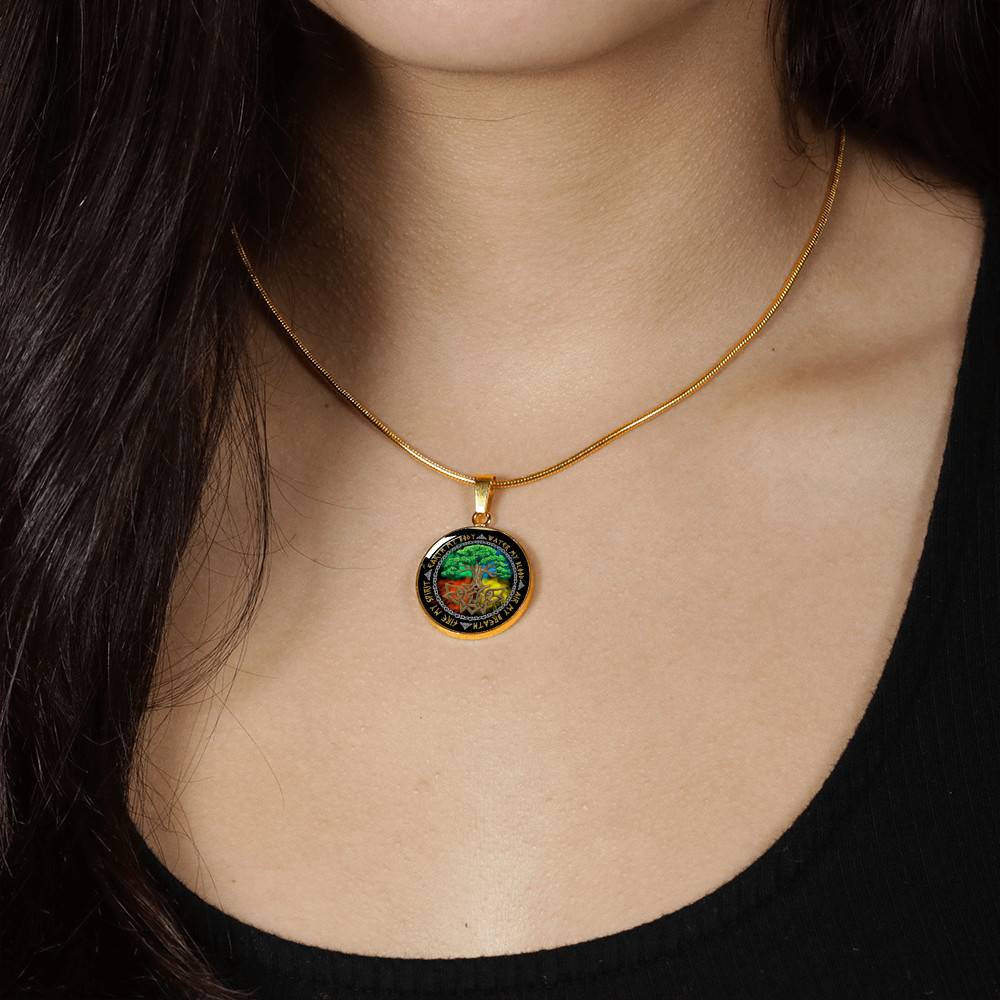 Earth My Body Water My Blood Air My Breath Fire My Spirit Circle Pendant Necklace - Circle Luxury Necklace (Gold Plated) Earth My Body Water My Blood Air My Breath Fire My Spirit Circle Pendant Necklace - Circle Luxury Necklace (Gold Plated)